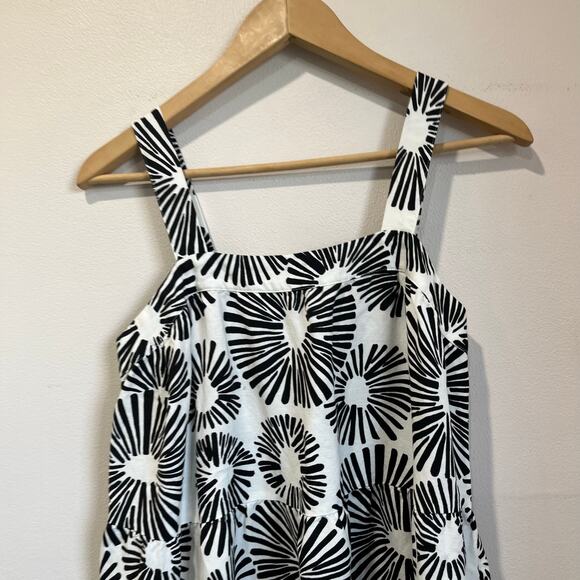 LOFT Firework Print Tiered Square Neck Linen Blend Midi Dress Sz S - Picture 7 of 8